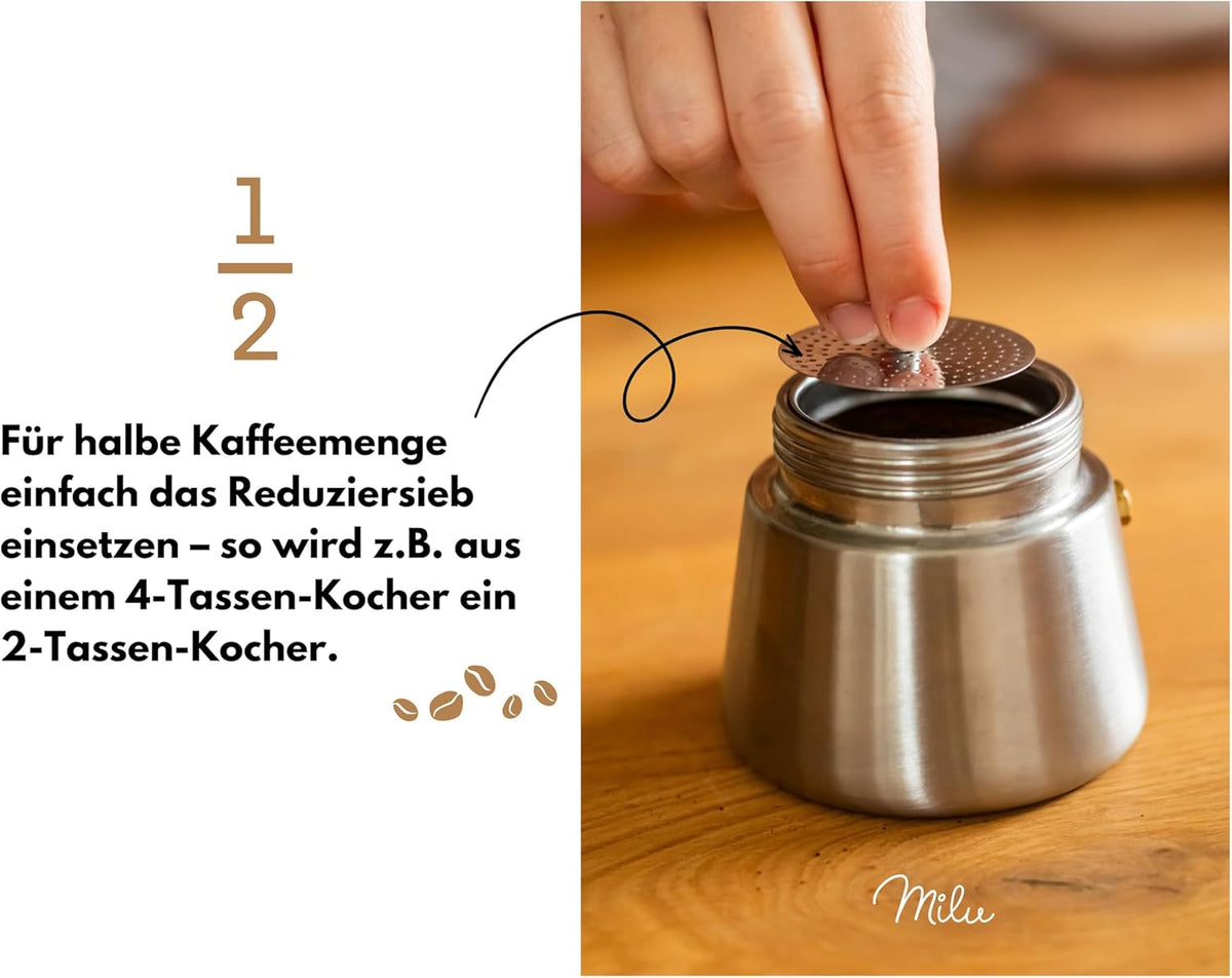 Espressokocher für Induktion mit Zubehör, 300 ml (Standard) Wood