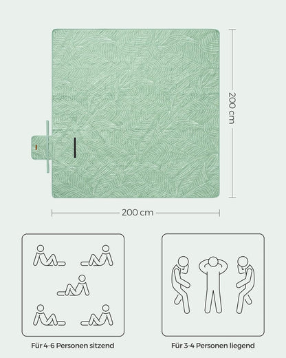 Picknickdecke, 200 x 200 cm (Rechteckig) Grün
