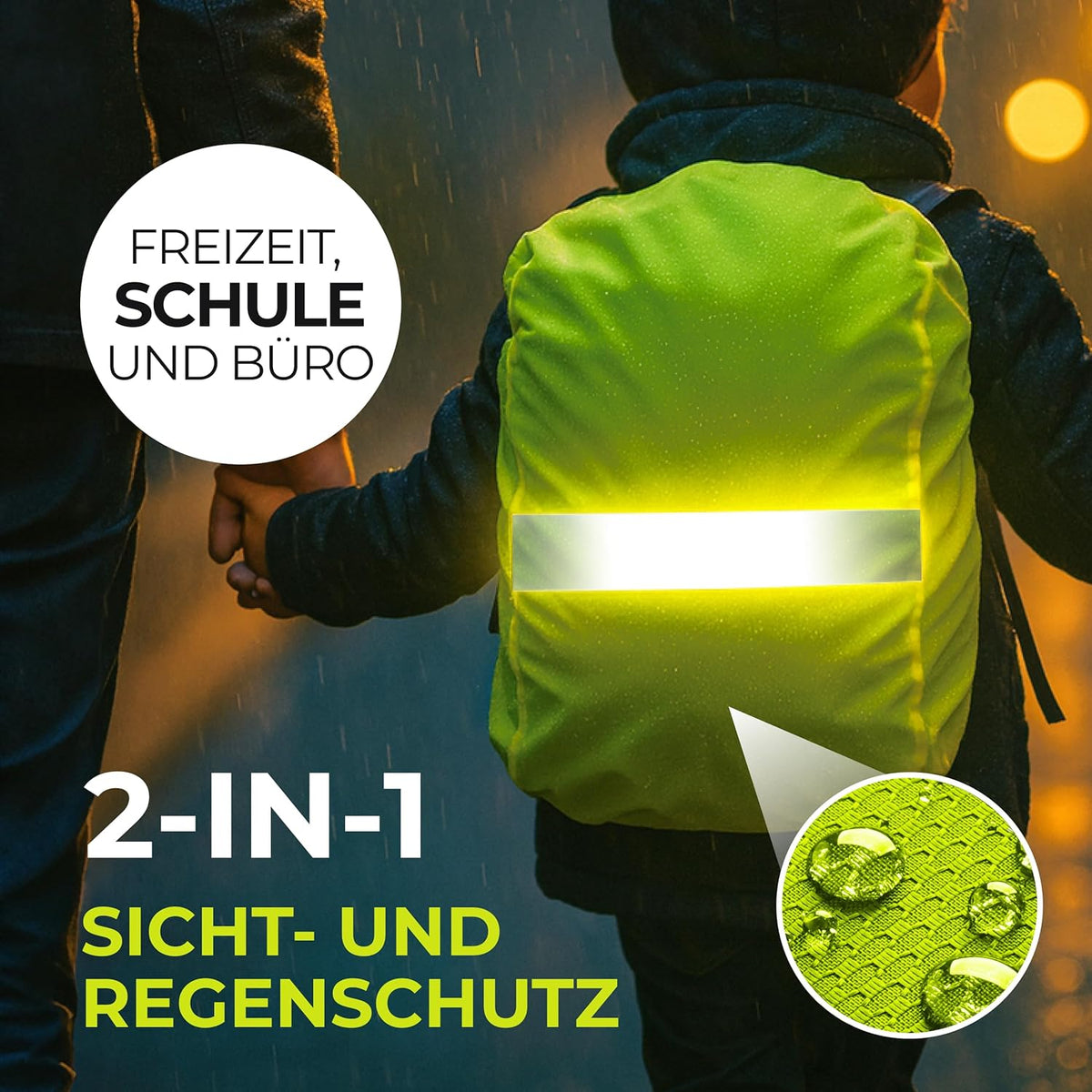 Regenschutz für Rucksack Wasserdicht & Winddicht, 55 L, Neon Gelb