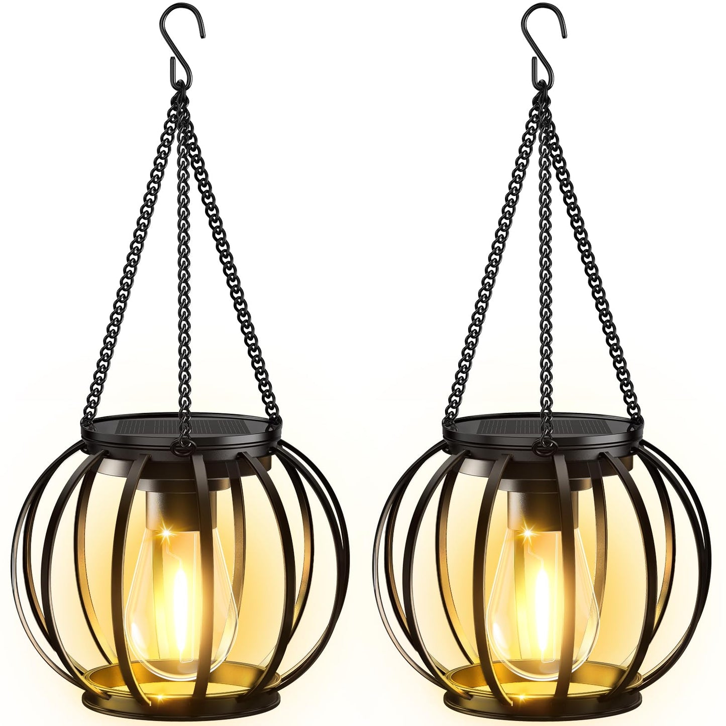 2er-Set Solarlampen, 2 Stück Schwarz Rund