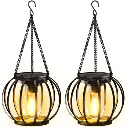 2er-Set Solarlampen, 2 Stück Schwarz Rund