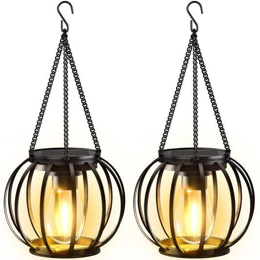 2er-Set Solarlampen, 2 Stück Schwarz Rund