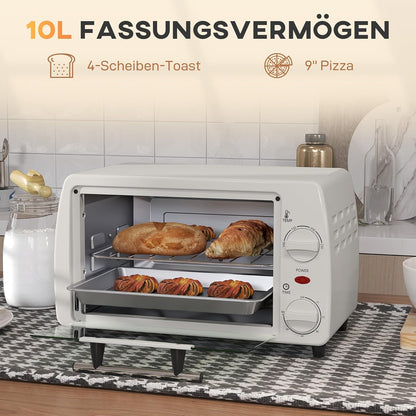 Kleinbackofen mit Timer und Zubehör, Cremeweiß