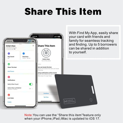 Slim Wallet Tracker Card mit Apple Find My (iOS)
