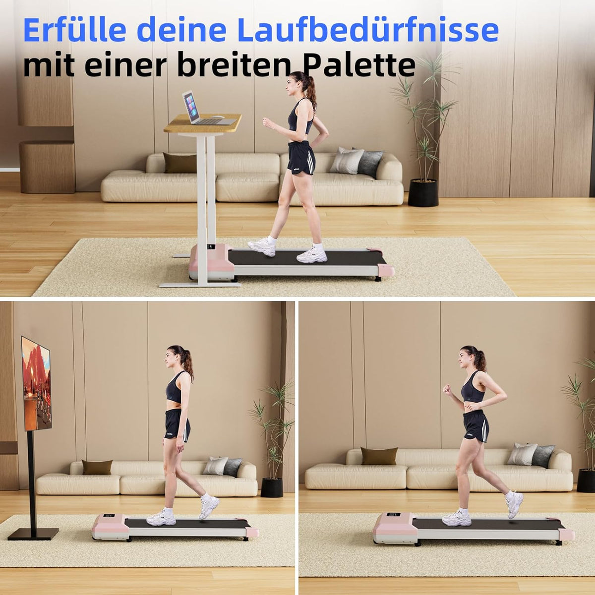 Walking Pad mit App-Steuerung und KI-Begleitung, 80cm / Gold