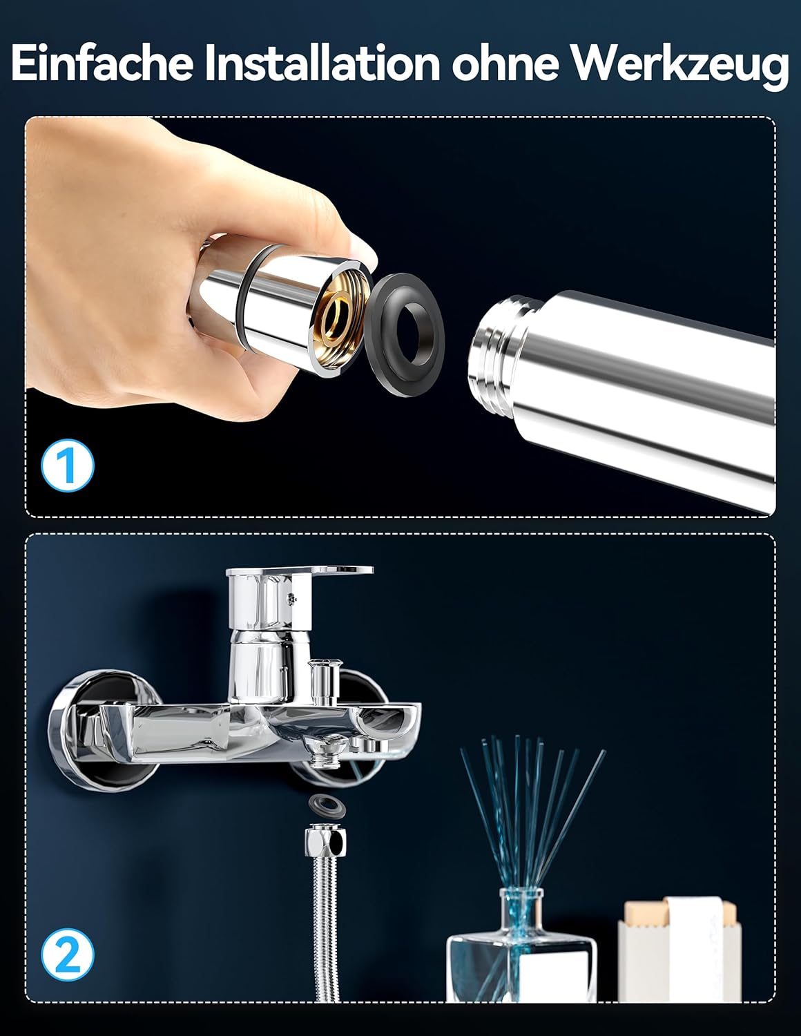Duschkopf mit Filter, 20-Lagen-Filtration, Schwarz Duschkopf