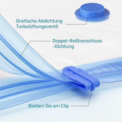 Vakuumbeutel-Set für Kleidung (12 Stück), 12 Stück (4XL + 4L + 4S)