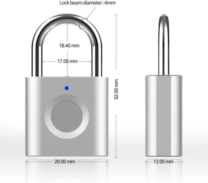 Wasserdichtes Fingerabdruck-Vorhängeschloss, silber|LOCK1