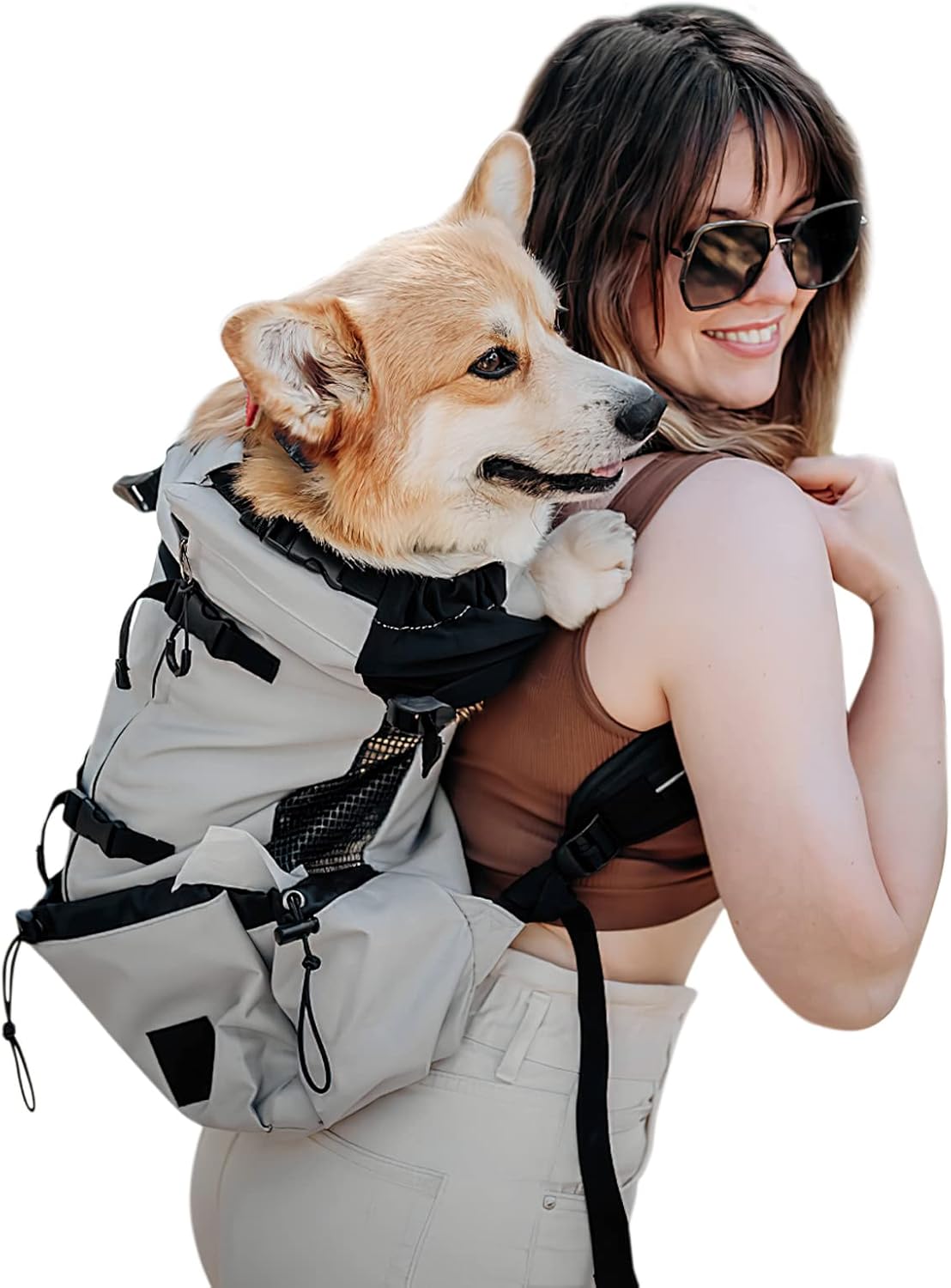Verstellbarer Hundetragerucksack bis 10 kg, L, Grau