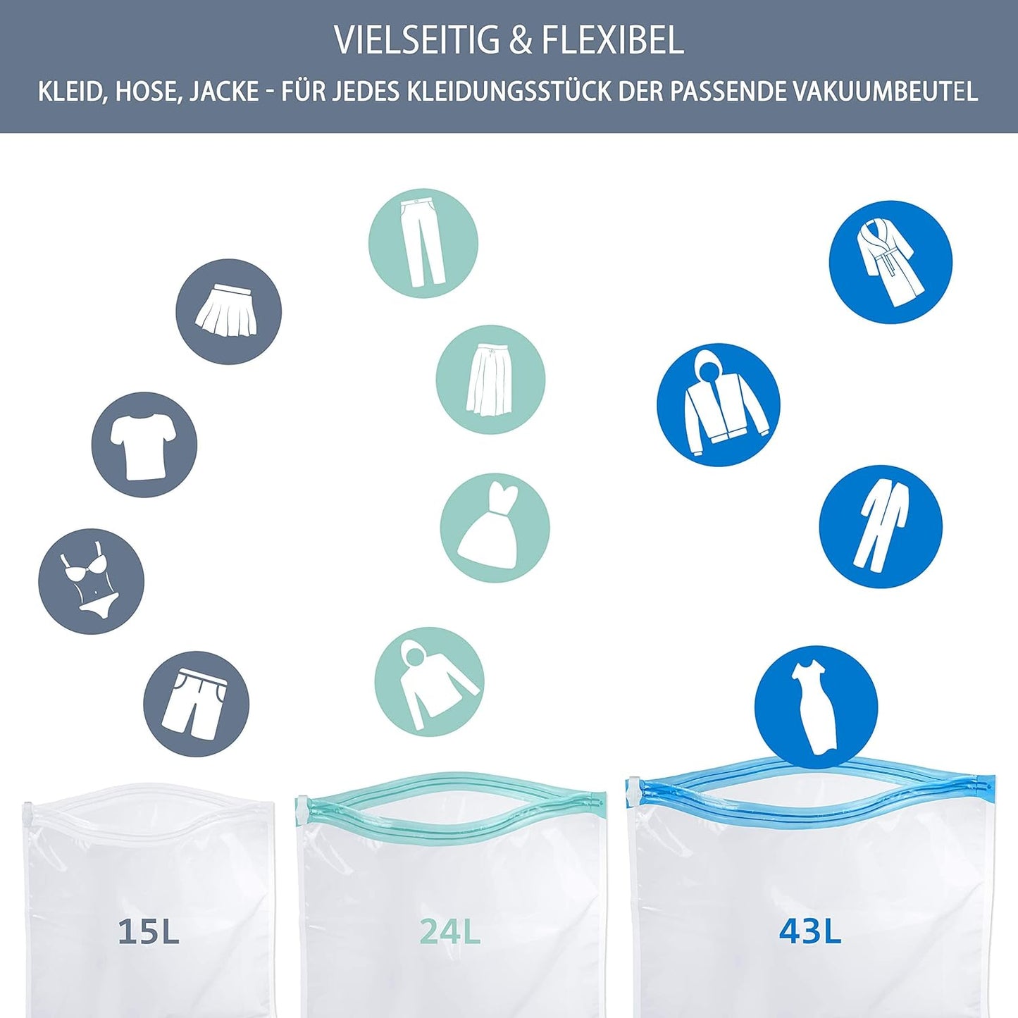 Vakuumbeutel zum Rollen, Zum Rollen 10er Set (S, M und L)