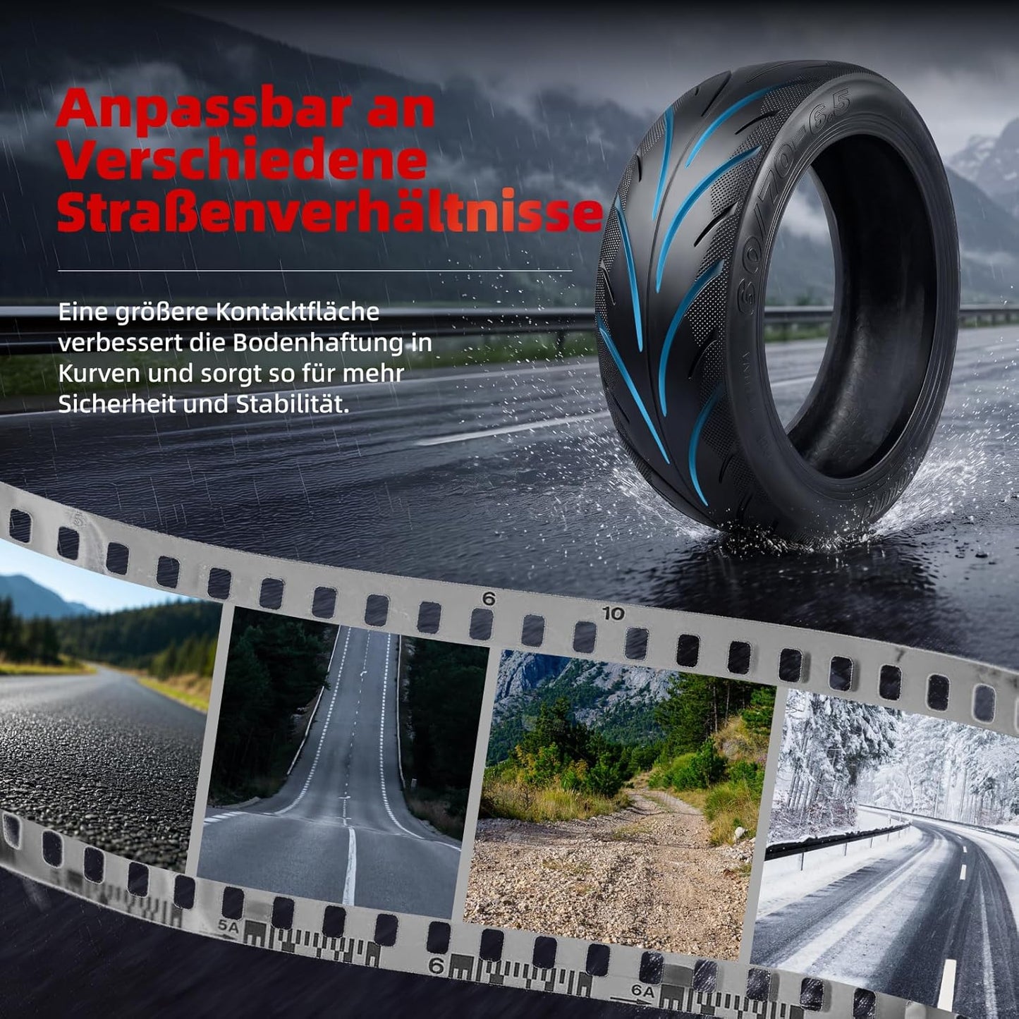 Tubeless Ersatzreifen für Elektroroller 10 Zoll, Tubeless-Reifen 1 Stück