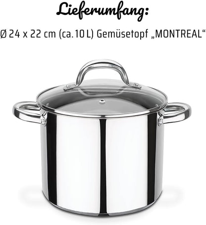 Montreal Gemüsetopf mit Kaltmetallgriffen, 10L, 10 Liter