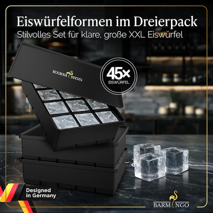 3er-Set XXL-Eiswürfelform, 15 XXL Würfel Schwarz 3