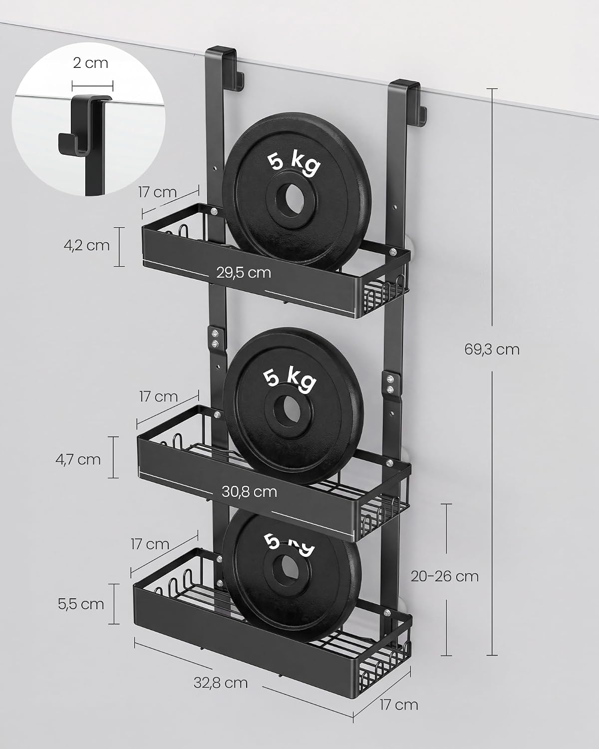 3-stufige Duschablage, Schwarz 3 Ebenen