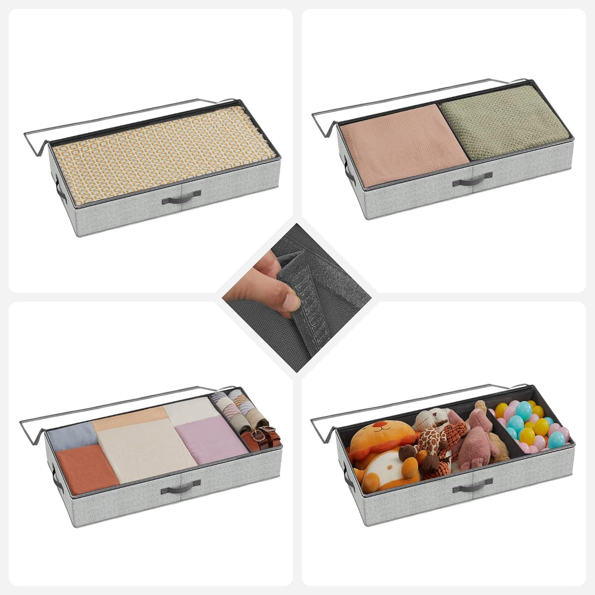 2-teiliges Unterbettkommode-Set RUB002G01 mit Trennwand, 82 x 40 x 15 cm, 2