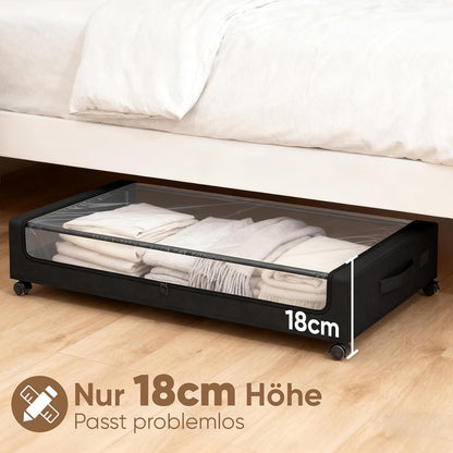 Unterbett-Aufbewahrungsboxen (2 Stück, 50L, rollbar), 50L Unterbett‑Box mit Rollen (L78 x B44 x H18 cm) 2