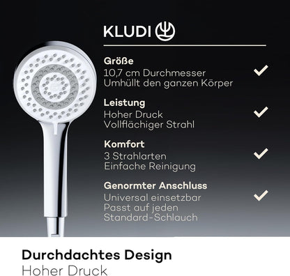 X1 Duschkopf, Chrom 3 Strahlarten