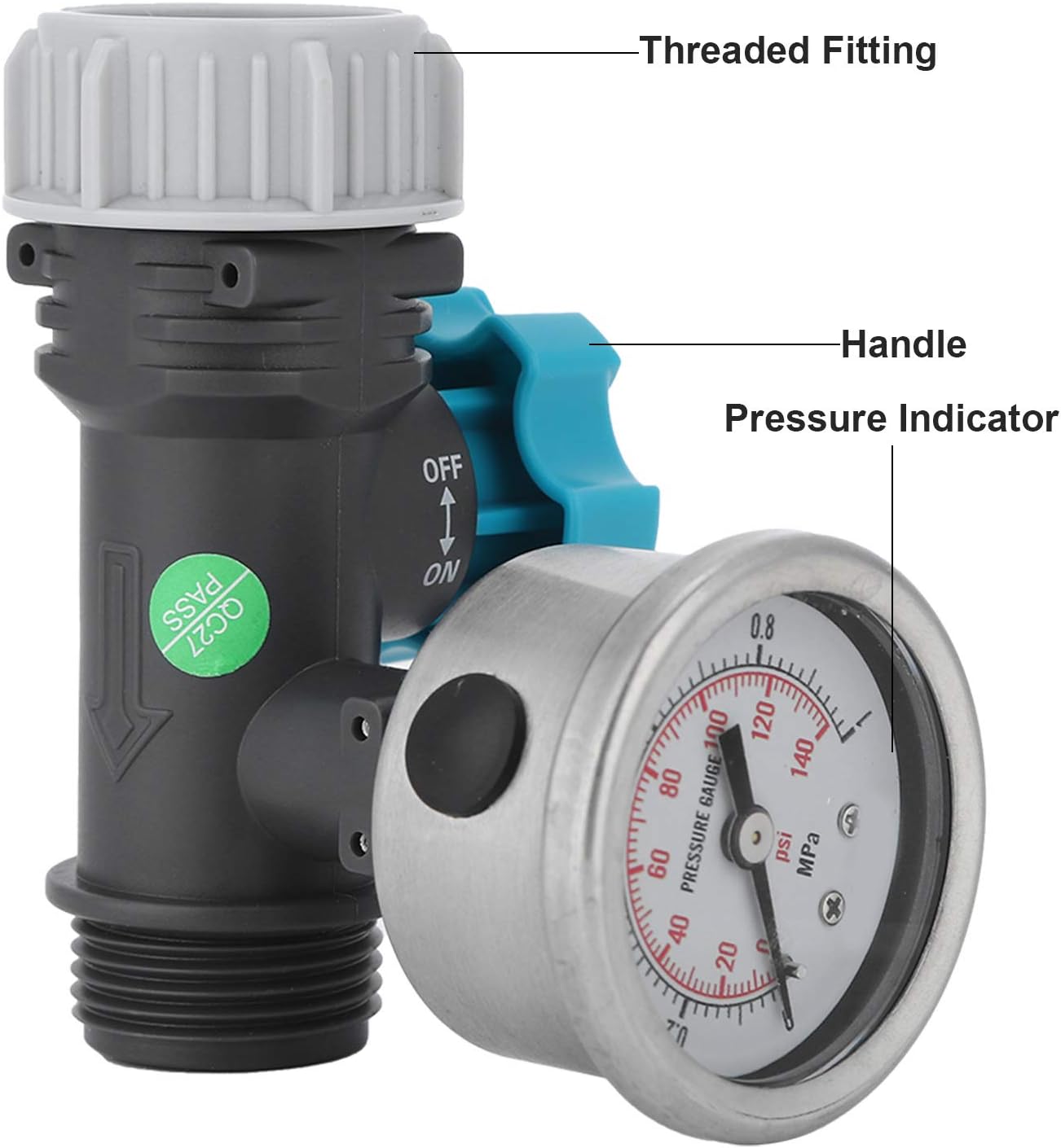 Einstellbares Wasserdruckregelventil mit Manometer