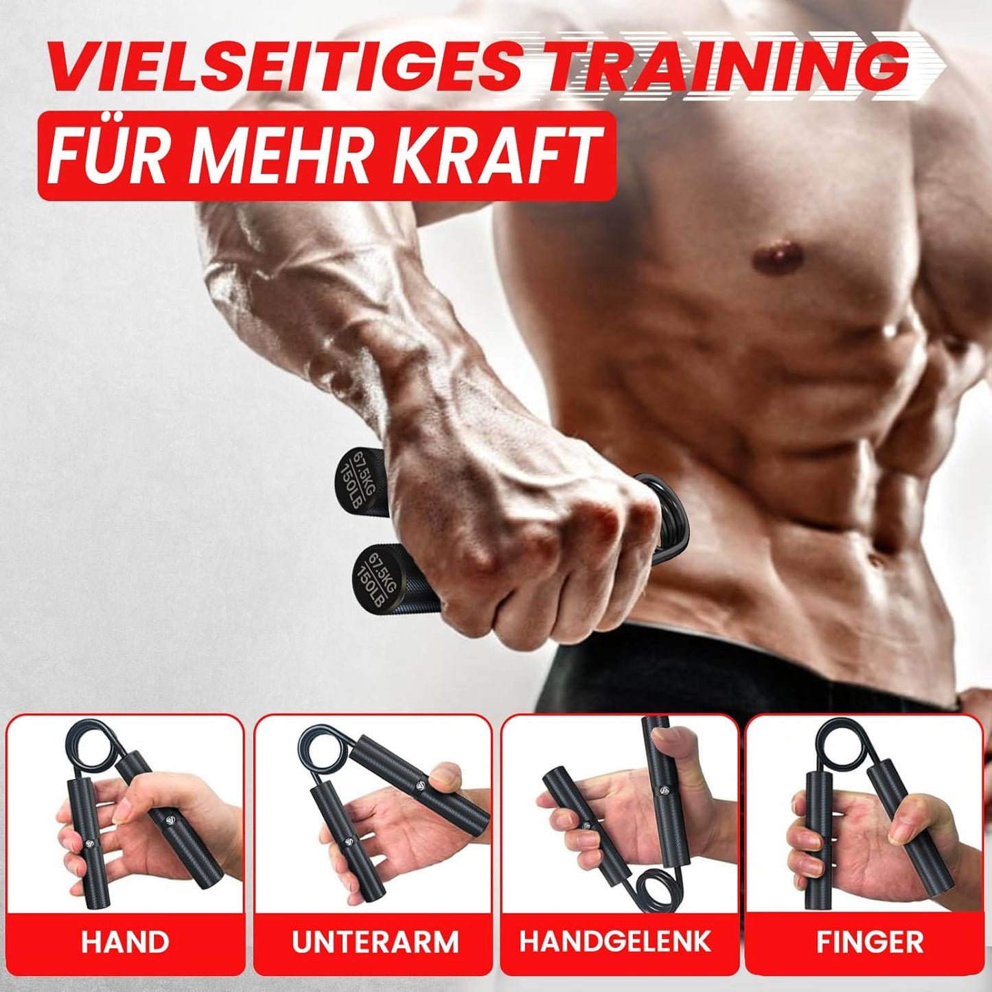 4er-Set Griffkrafttrainer, Schwarz