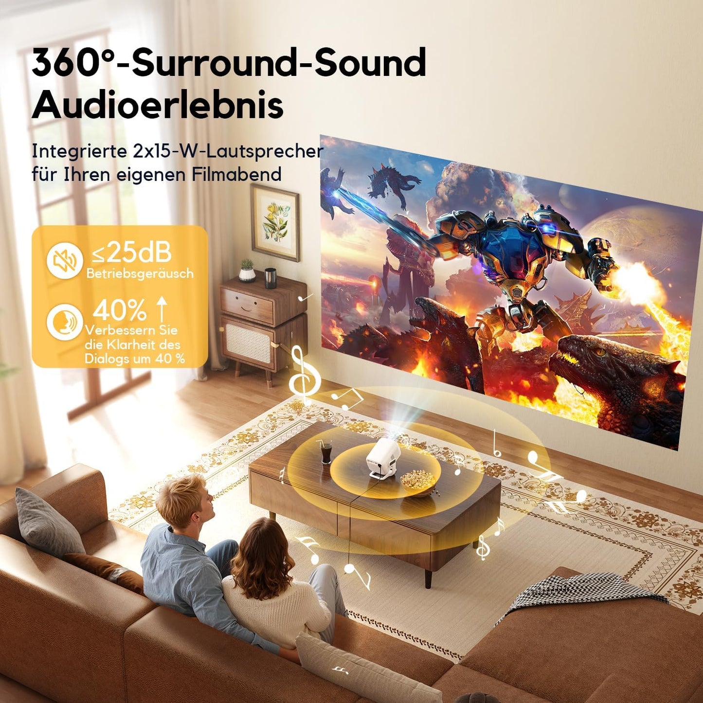 Full HD LED-Heimkino-Beamer mit WiFi & Bluetooth