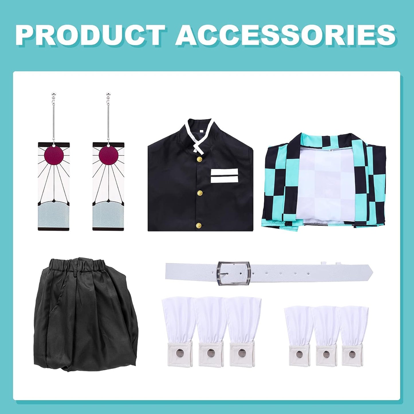 Tanjirou Cosplay Kostüm-Set mit Ohrringen, L Cosplay 1