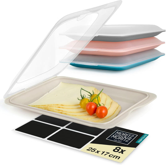 Stapelbare Aufschnittboxen, Bunt 8er Pack