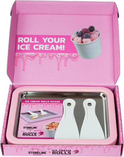 Ice Cream Rolls Maker mit Edelstahlplatte, Rosa
