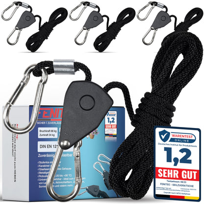 Seilratschen-Set mit Haken, 4 Stück