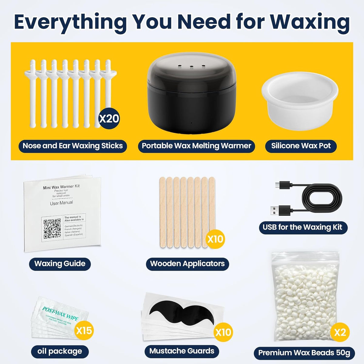 Nasenhaar-Waxing Set mit Mini-Wachserhitzer