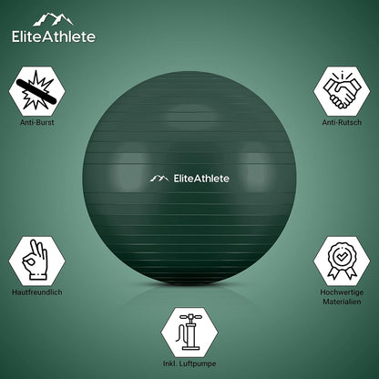 Ergonomischer Gymnastikball für Fitness und Schwangerschaft, Deep Forest 85cm