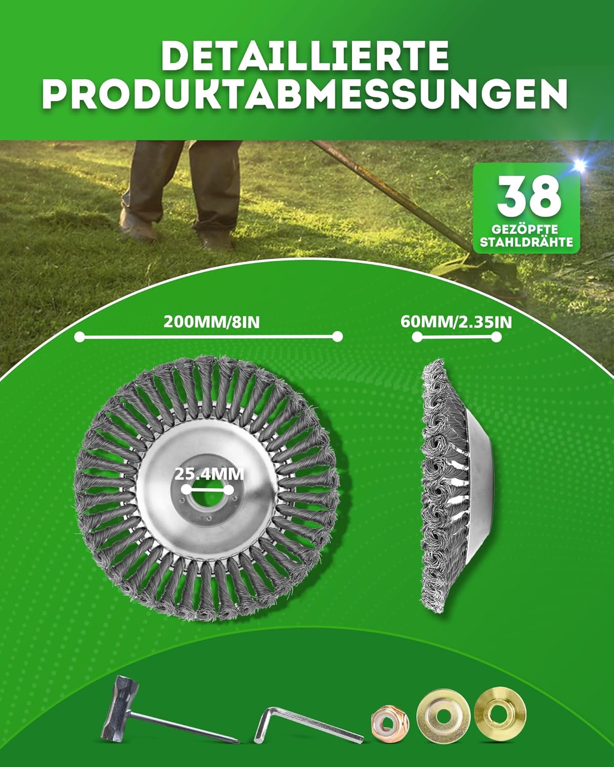 Unkrautbürste für Freischneider, 38 Stränge
