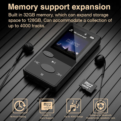 MP3-Player mit HiFi-Sound & Bluetooth 5.3, Schwarz