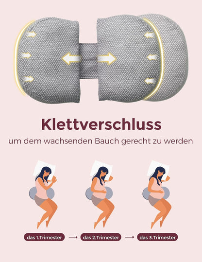 Verstellbares Schwangerschafts-Seitenschläferkissen, Dunkel Grau W-Form