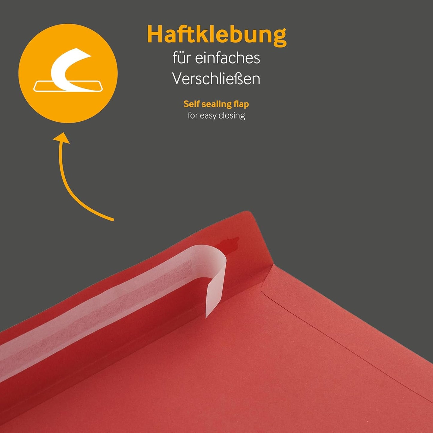 50 rote Briefumschläge DIN C4 mit Haftklebung, DIN C4 Rot-50