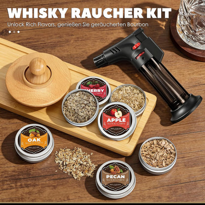 Whisky Räucher-Set mit Brenner und 4 Aromen