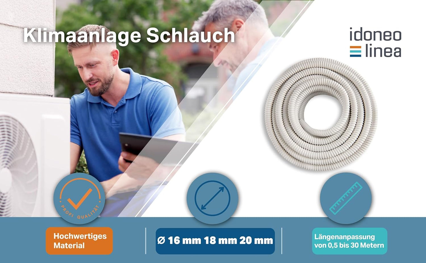 Kondensatschlauch für Klimaanlagen (16mm, 7m, flexibel), Ø16mm, 7m