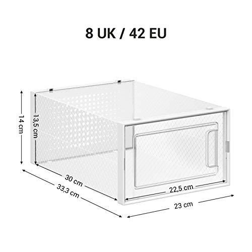 18er Set Aufbewahrungsboxen für Schuhe, weiss, transparent