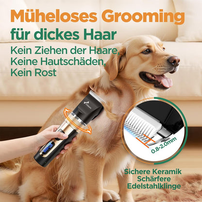 6-in-1 Hundeschermaschine mit Scherenset, 7000 U/min, 6-in-1 Schermaschine + Profi Scherenset Gold