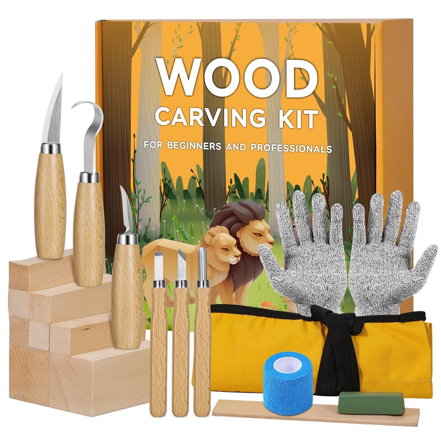 Holzschnitzwerkzeug-Set für Kinder & Anfänger, Gelb