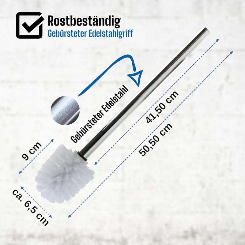 Ersatz WC-Bürstenkopf-Set, 10 Bürsten & 2 Griffe, 10 Bürsten/2 Griffe Weiss