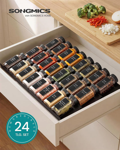 24-teiliges Gewürzgläser-Set mit Streueinsatz, Schwarz 24 Set
