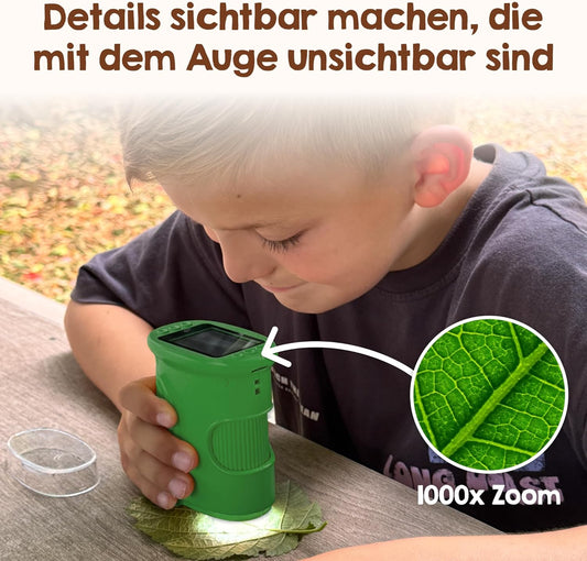 Digitales Taschenmikroskop für Kinder mit Fotofunktion, Grün