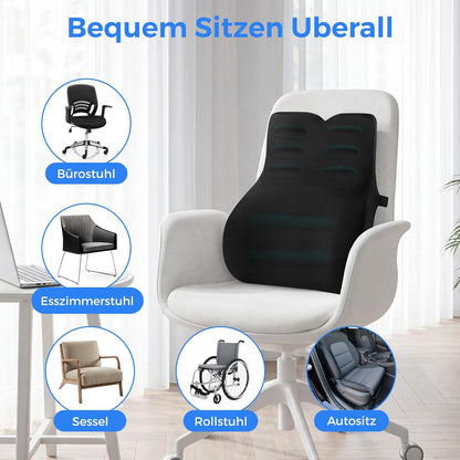 Ergonomisches Lendenwirbelkissen mit Memory Foam, Schwarz Memory Foam