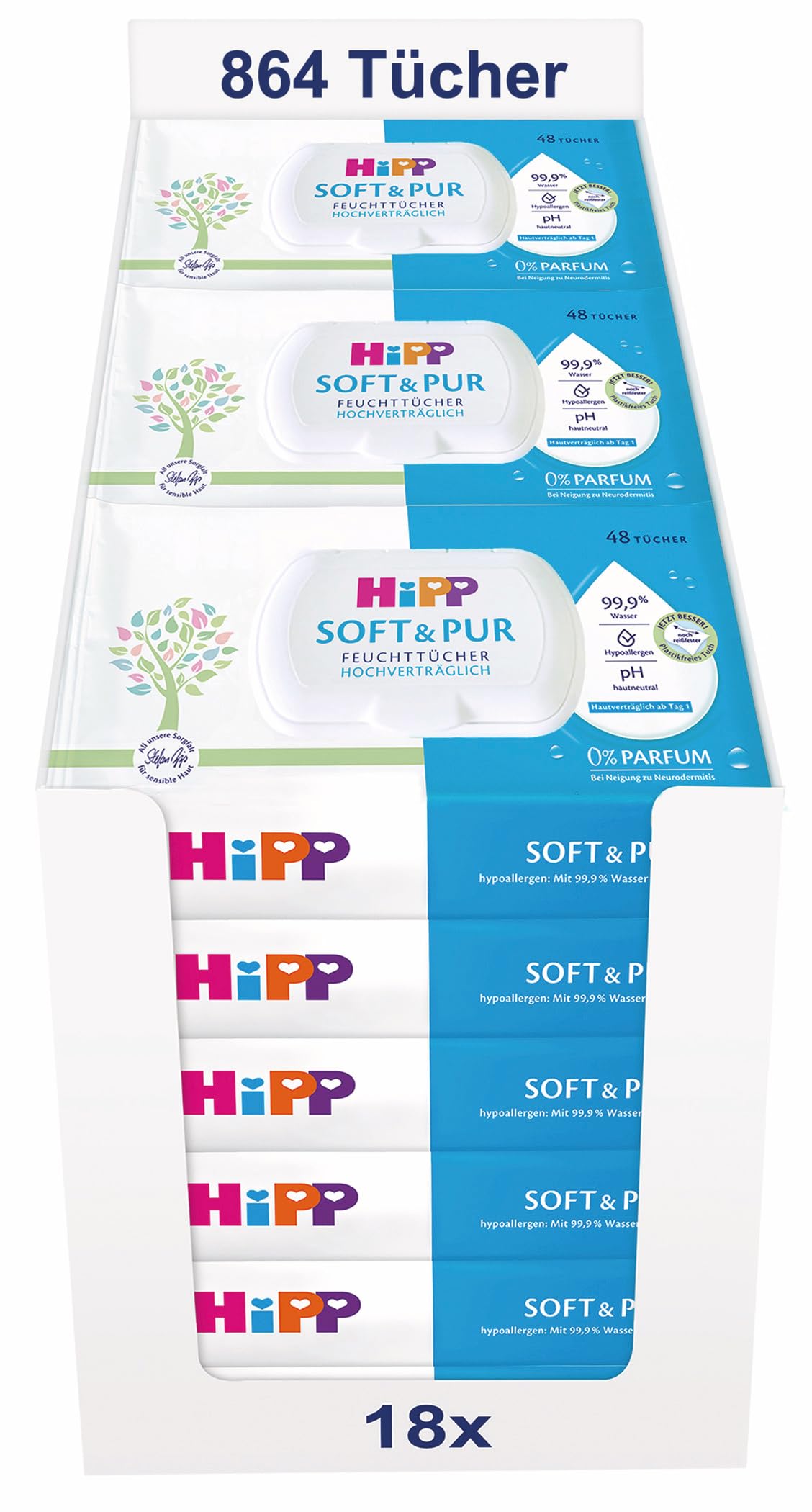 Soft & Pur Feuchttücher (864 Stück) hochverträglich