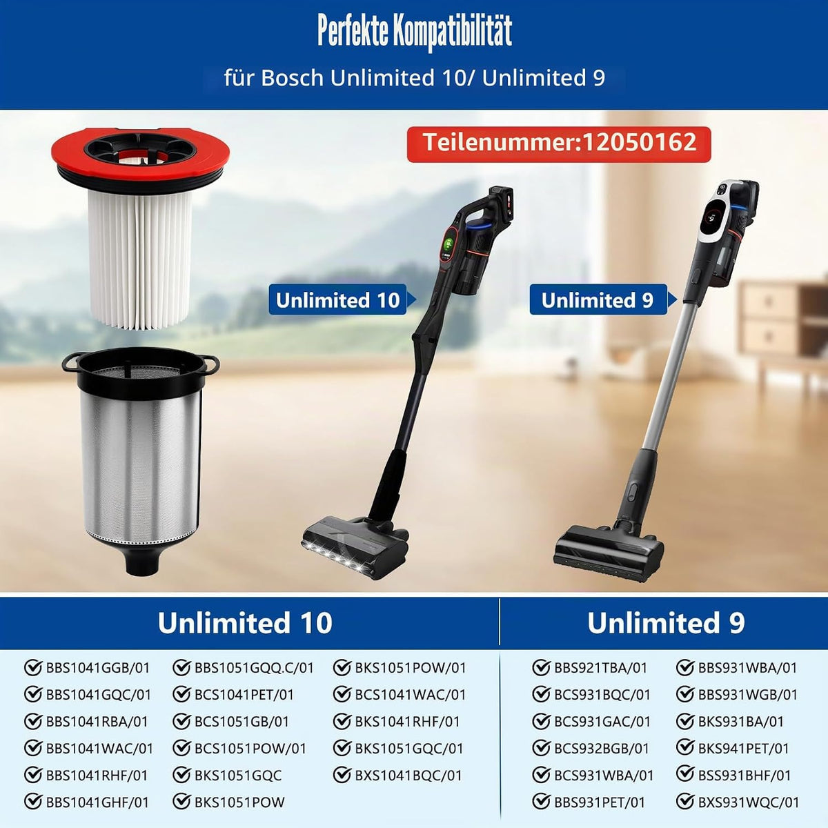 Ersatzfilter- & Zubehör-Kit für Bosch Unlimited 10 / Unlimited 9