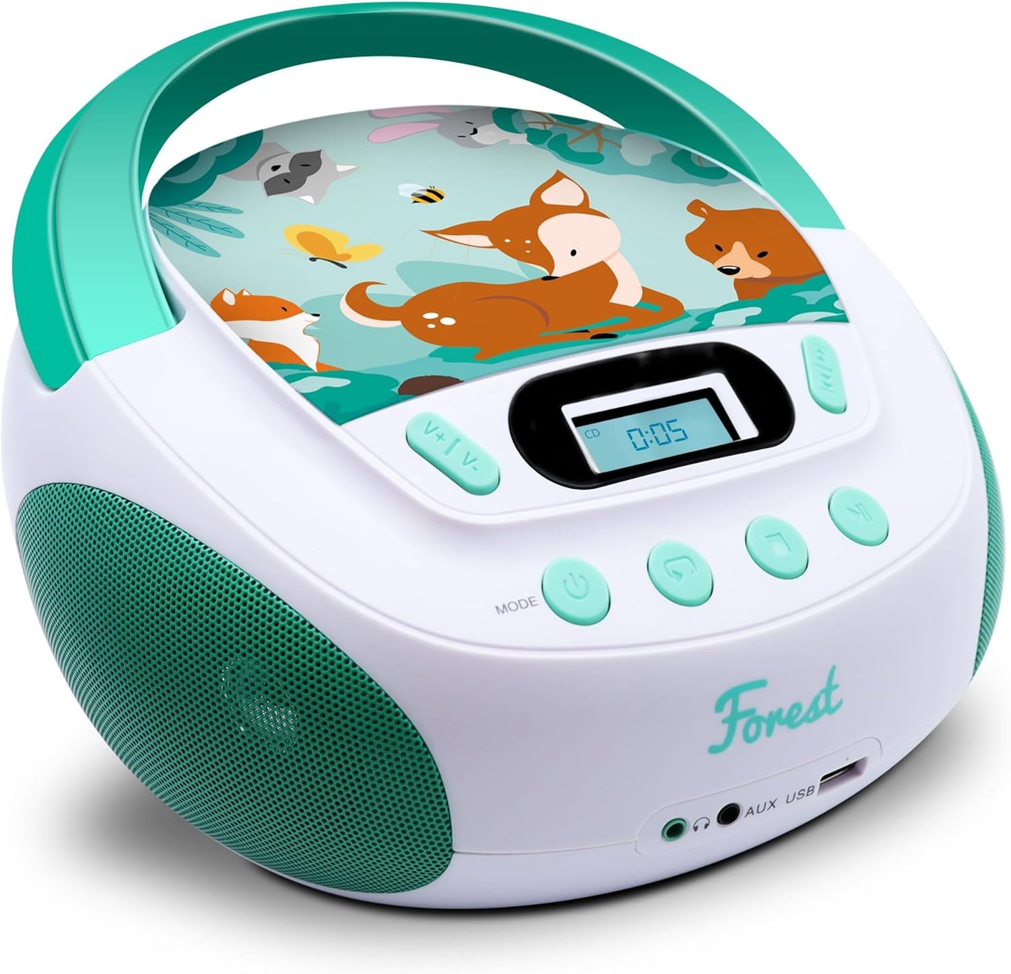 CD Player für Kinder mit Lautsprechern und USB, grün
