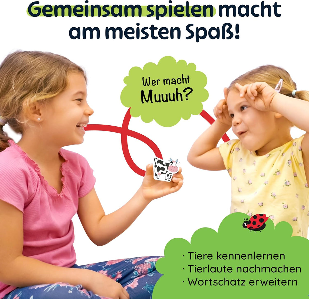 Fädelspiel Bauernhof mit Holzfiguren und Spielbrett