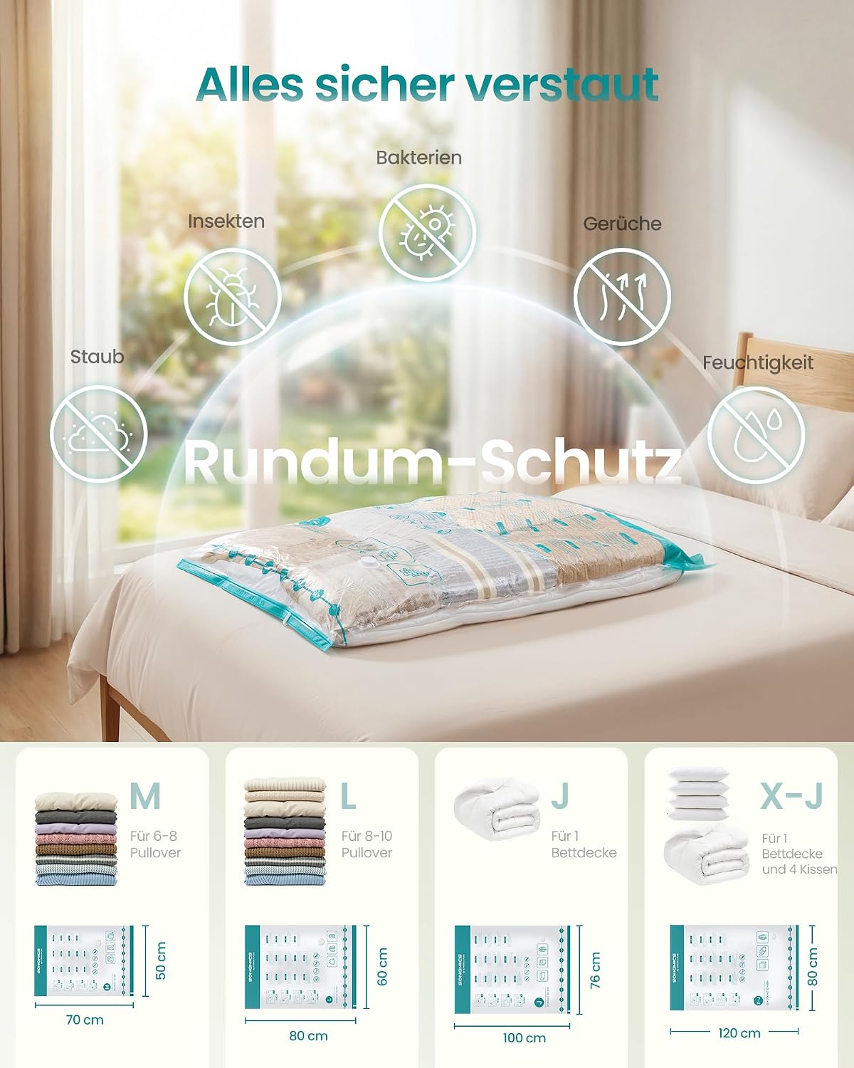 12-teiliges Vakuumbeutel-Set für Kleidung, 12 Beutel (3M+3L+3J+3X-J)