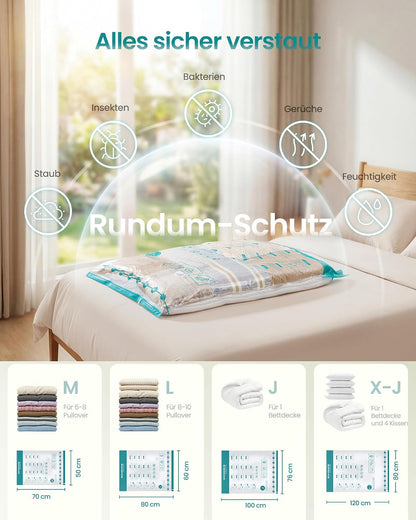 12-teiliges Vakuumbeutel-Set für Kleidung, 12 Beutel (3M+3L+3J+3X-J)