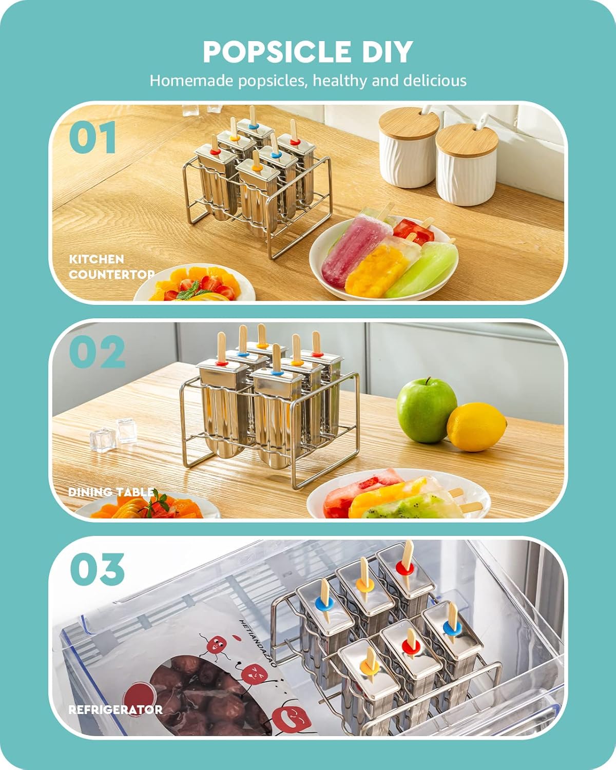 Edelstahl Eiscreme-Formen-Set (6 Stück, rund), Rund
